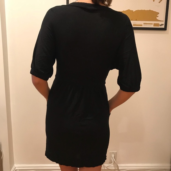 Little Black Plunge Bell Sleeve Dress Size S/M - Picture 4 of 5